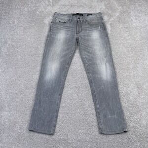 Guess Jeans Mens 28 (Fits 29x27) Gray Slim Straight Lonesome‎ Wash Stretch Denim